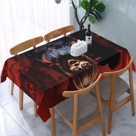 Annabelle Tablecloth Halloween Rectangle Versatile Stylish Table Cover for Party Picnic Dinner Decor 54x54in