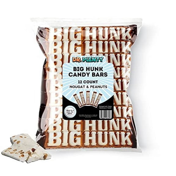 Annabelle's Big Hunk Candy Bars, 1.8oz Bar (12 Pack) - Full-Size Old Fashioned Nougat Peanut Candies - By Dr. Plenty