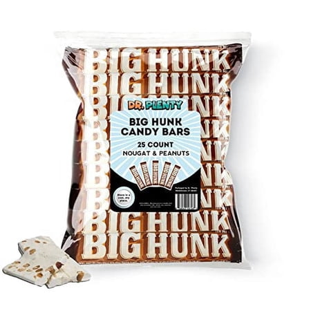 Annabelle's Big Hunk Candy Bars, 1.8oz Bar (25 Pack) - Full-Size Old Fashioned Nougat Peanut Candies - By Dr. Plenty
