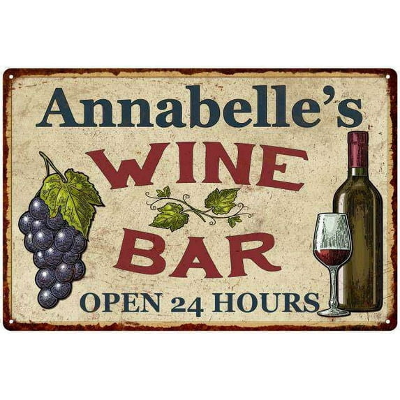 Annabelle's Rustic Wine Bar Sign Wall Décor Kitchen 12x18 Metal 112180056980