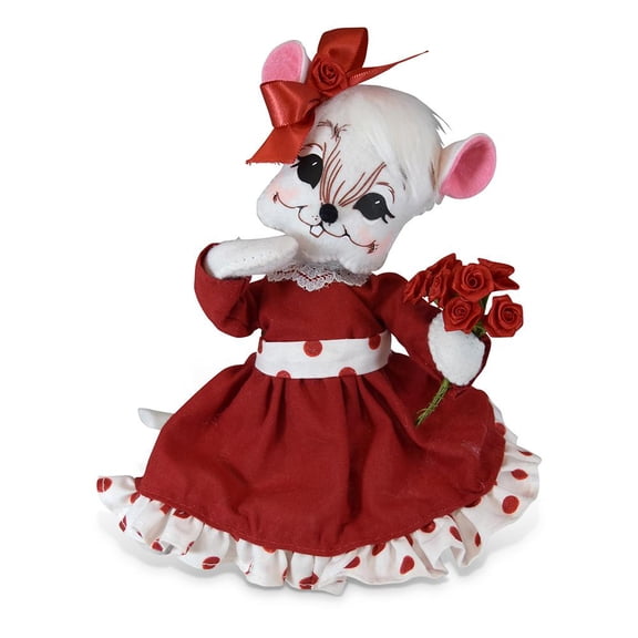 Annalee Dolls 2020 Valentine 8 inch Valentine Roses Mouse Plush New with Tags - Red Dress