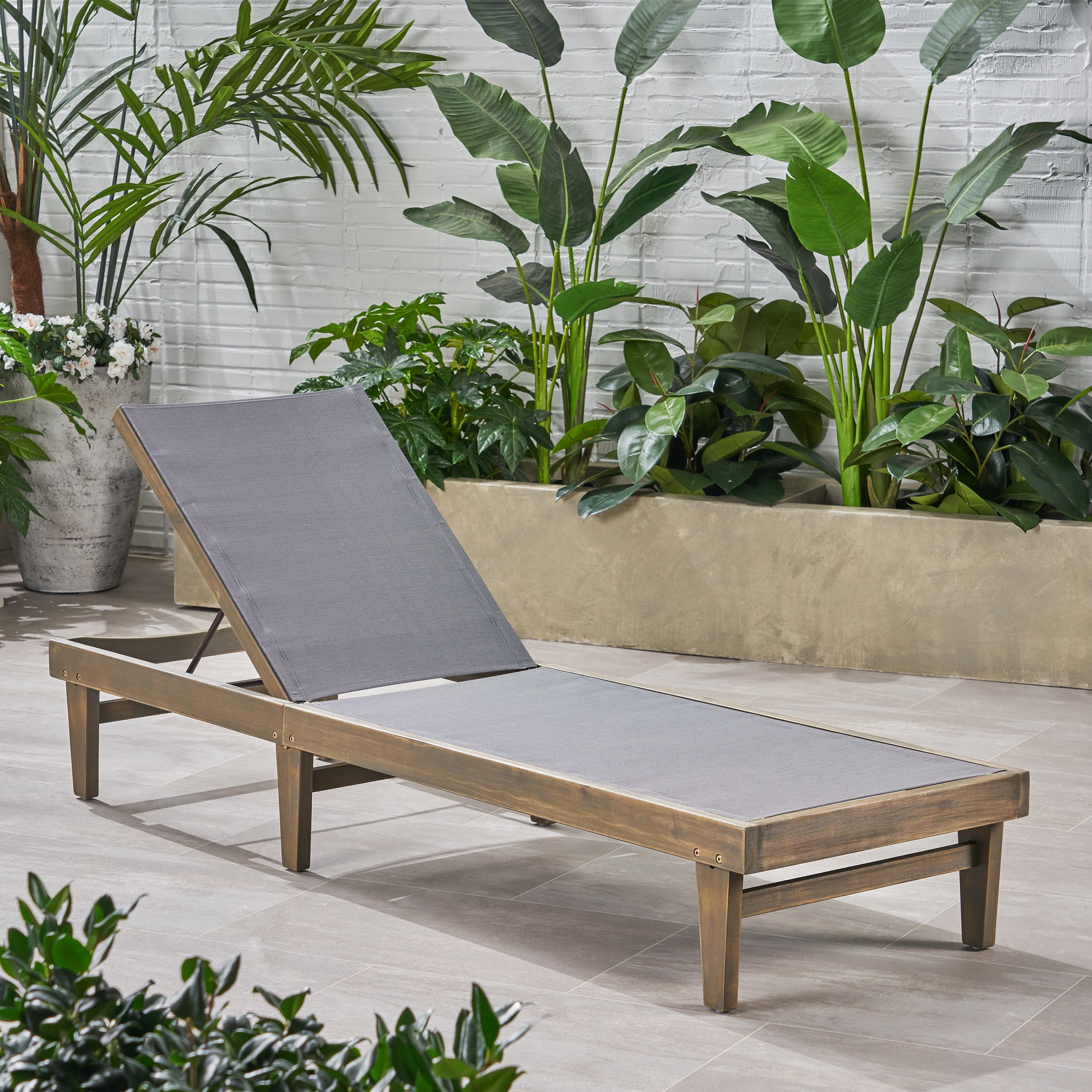 Annalee outdoor mesh and wood chaise lounge deals