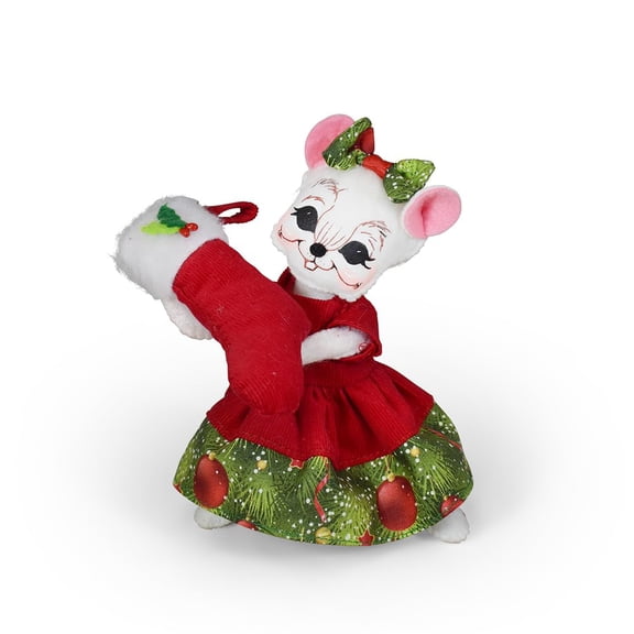 Annalee Yuletide Stocking Mouse, 6in Collectible Figurine