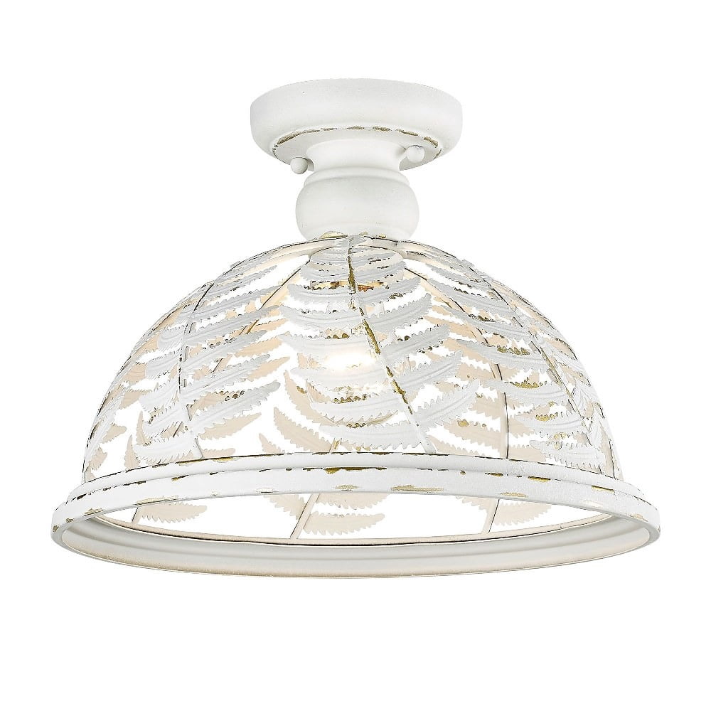 Golden Lighting Hines Semi-Flush Mount Ceiling Light - Rubbed Bronze With Seeded Glass