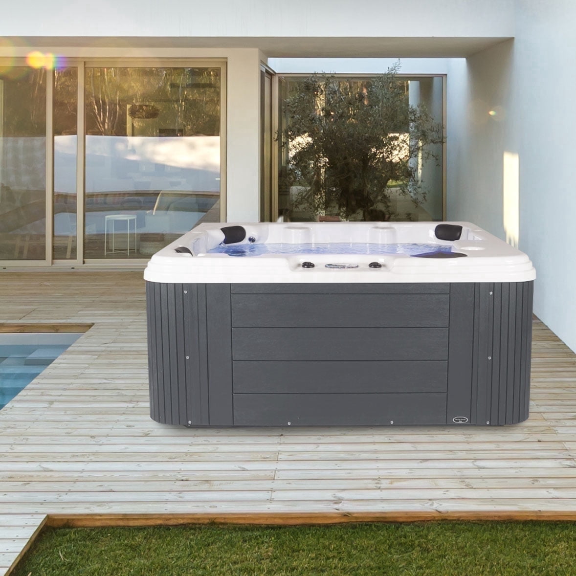 Aqualife by Strong Spas Annapolis 6 Person Lounger Hot Tub, 50 Jets, 2 Pumps, Gray
