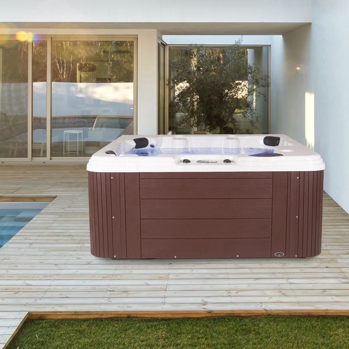 Aqualife by Strong Spas Annapolis 6 Person Lounger Hot Tub, 50 Jets, 2 Pumps, Espresso