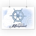thumbnail image 1 of Annapolis, Maryland - Ship Wheel - Blue - Coastal Icon - Lantern Press Artwork (12x18 Art Print, Wall Decor Travel Poster), 1 of 1