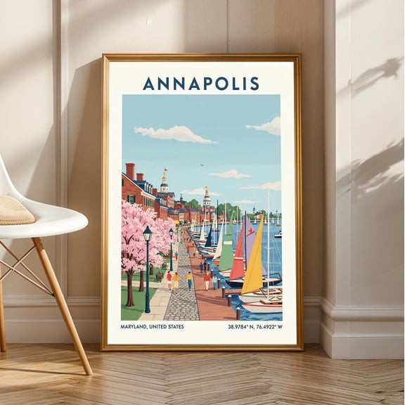 Annapolis Maryland Wall Art Us State Us Wall Art Gift For Traveller Usa Travel Print America Wall Art Decor