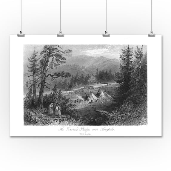 Annapolis Royal, Nova Scotia - View of the General's Bridge near Annapolis (36x54 Giclee Gallery Print, Wall Decor Travel Poster)