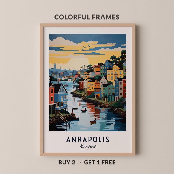 Annapolis Travel Maryland City Cityscape Poster , Poster Print Only