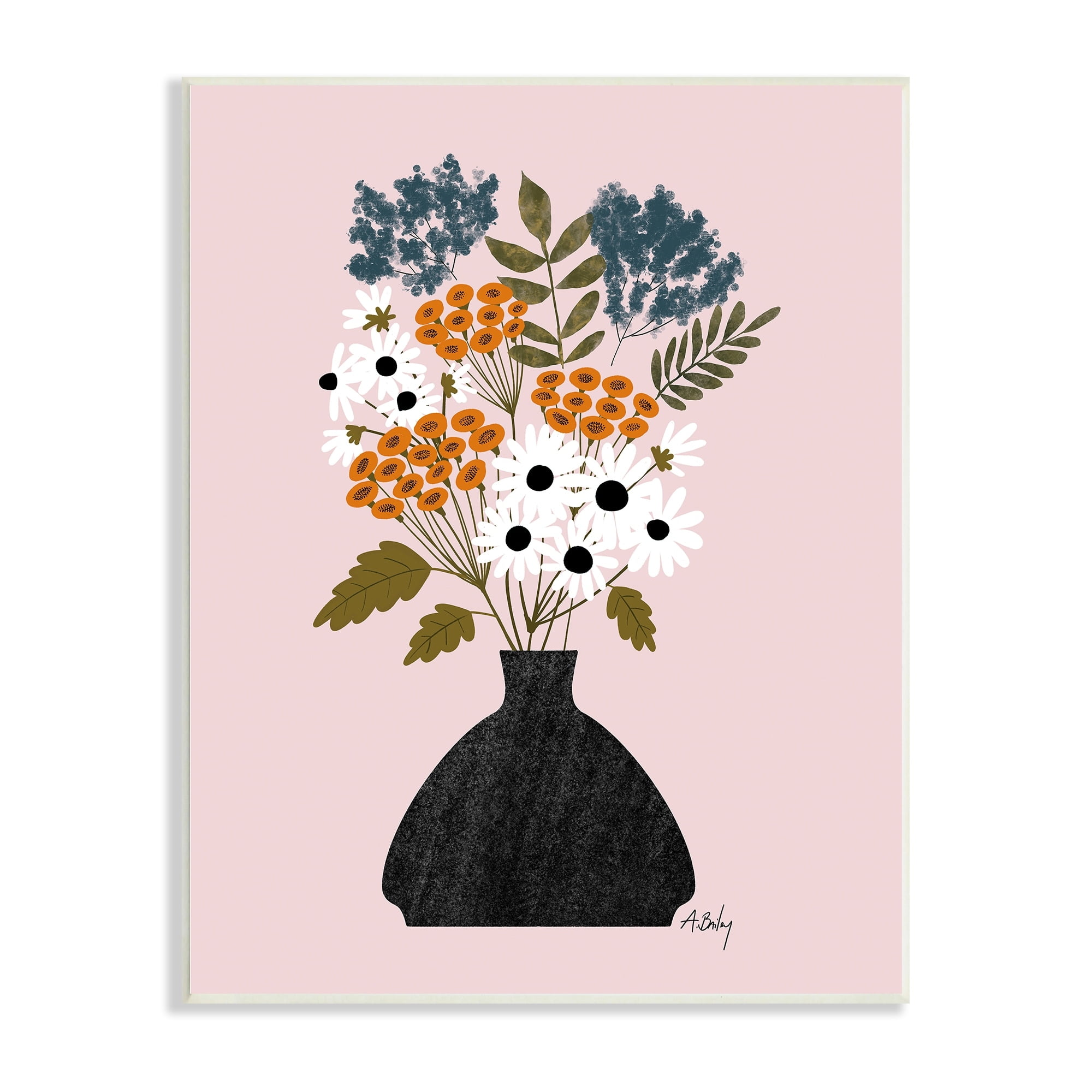 Anne Bailey Art Bold Mixed Flowers Bohemian Spring Vintage Pot 10 in x 15 in Framed Painting Art Print, by Stupell Home Décor