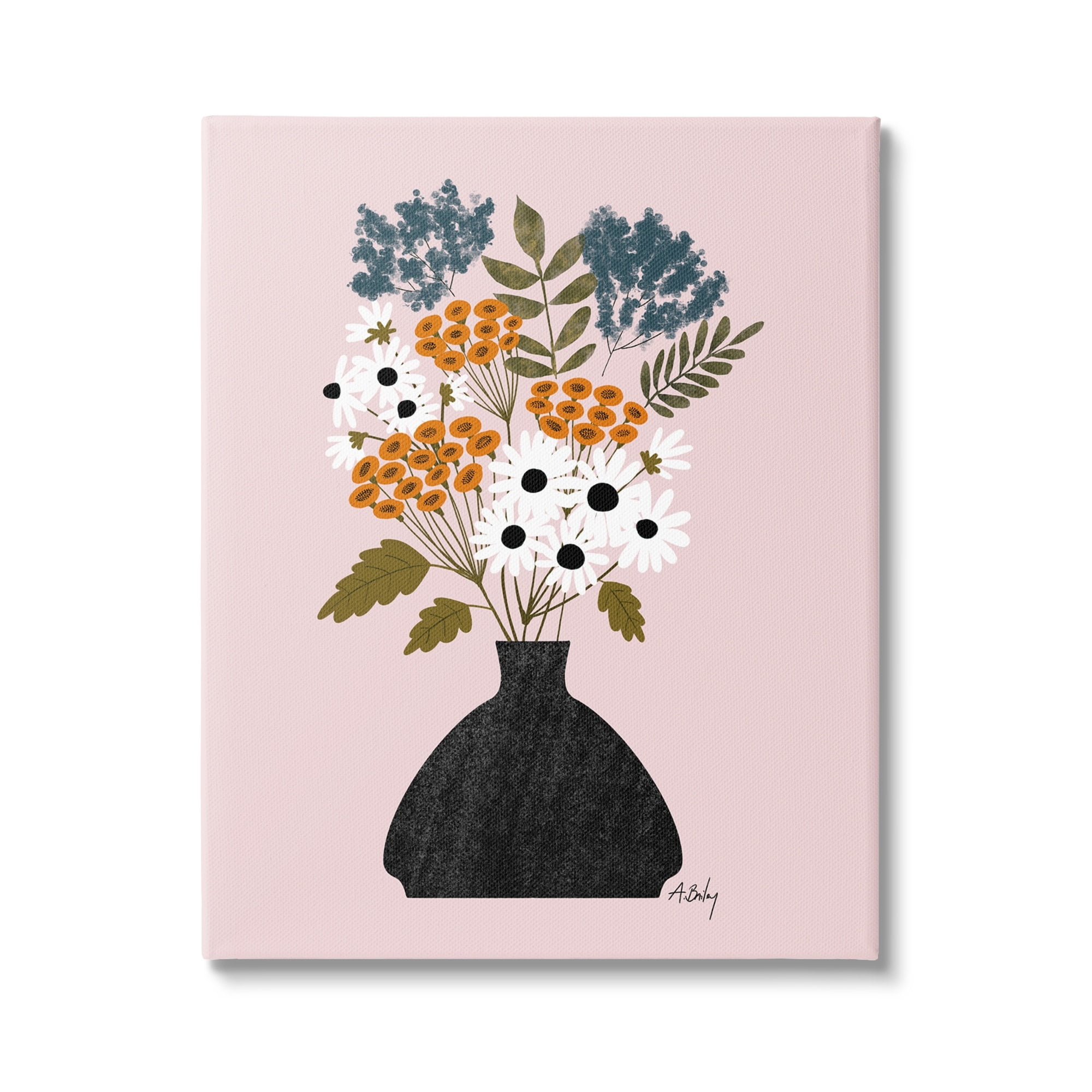 Anne Bailey Art Bold Mixed Flowers Bohemian Spring Vintage Pot 30 in x 40 in Painting Canvas Art Print, by Stupell Home Décor