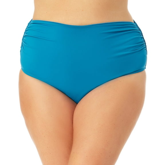 Anne Cole BLUE WAVE Plus Size High-Waist Bikini Swim Bottoms, US 20W
