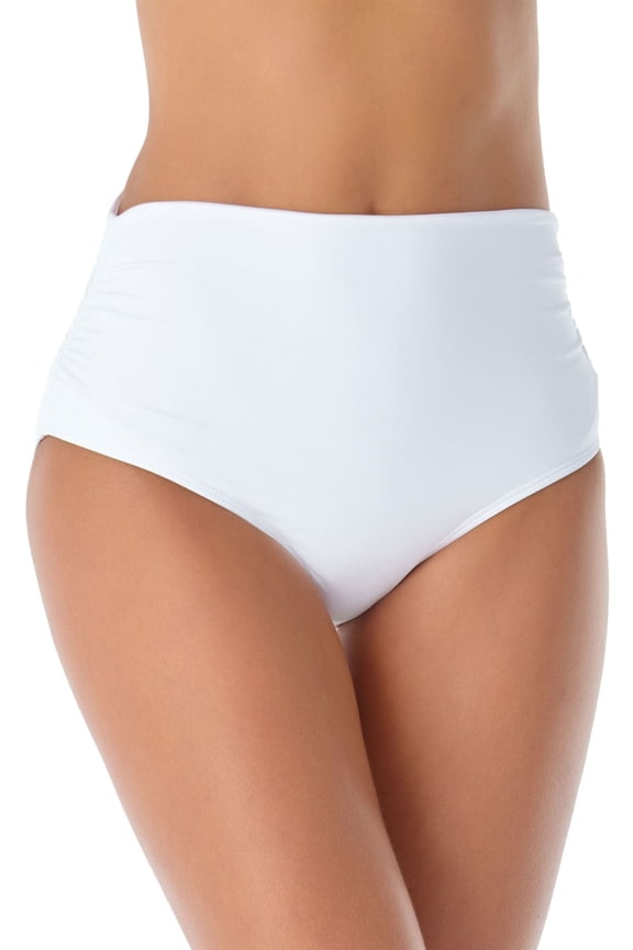womens High-Waist Shirred Bikini Bottom, xs