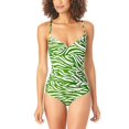 thumbnail image 1 of Anne Cole Cross-Back Shirred One-Piece Green White 8, 1 of 2
