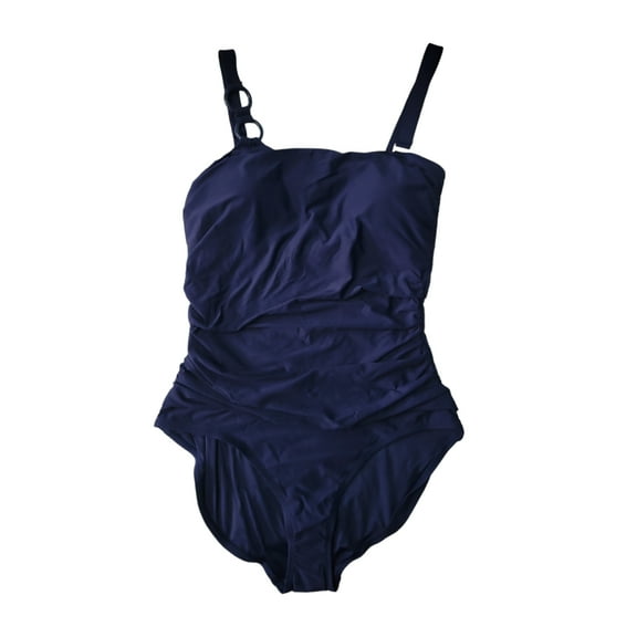 Anne Cole Ladies Asymmetrical with Removable Shoulder Strap One Piece Swimsuit (Navy, XS)