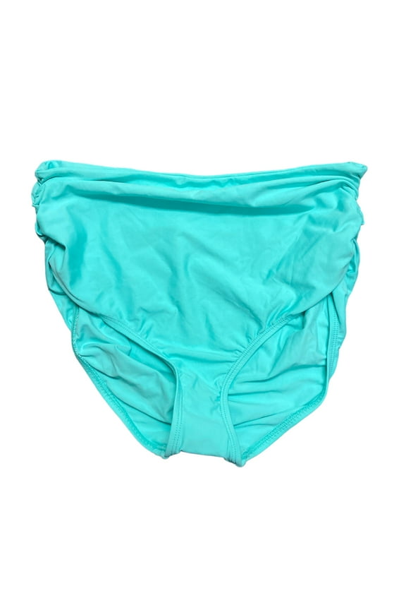Limited Edition Ladies Convertible High Waist Shirred Swim Bottom (Aqua, S)