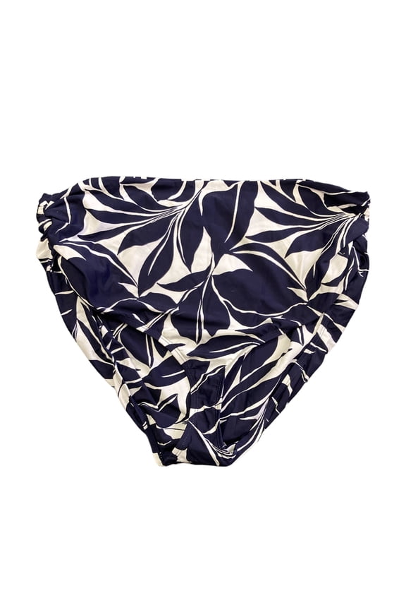 Limited Edition Ladies Convertible High Waist Shirred Swim Bottom (Navy/White, XXL)