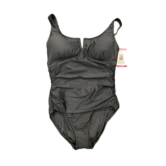 Anne Cole Limited Edition Ladies One Piece V Wire Swimsuit (Black, XXL)