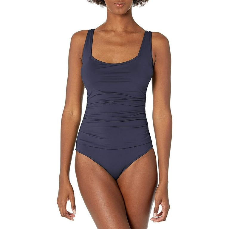 Anne Cole NAVY BLUE Live In Color Square Neck One Piece Swimsuit