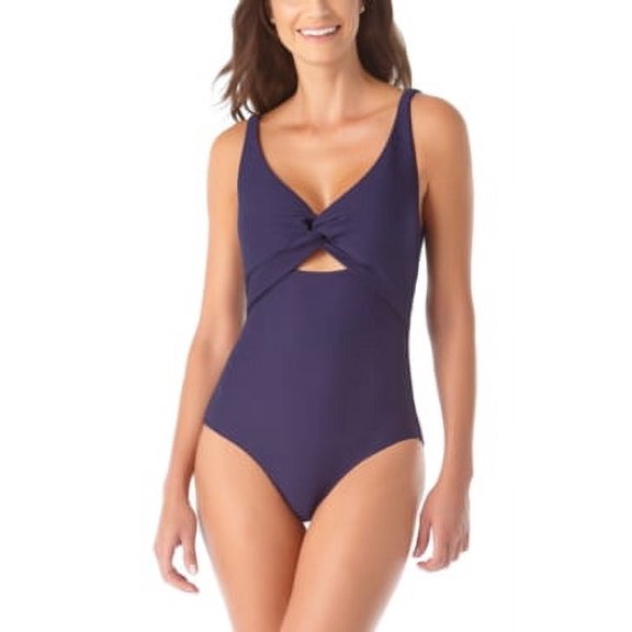 Anne Cole NAVY Twist-Front One-Piece Swimsuit, US 10