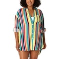 thumbnail image 1 of Anne Cole Women's Plus Button-Down Shirt Dress Swim Cover-Up (22/24, Multi), 1 of 2