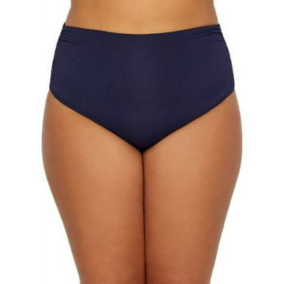 Anne Cole Plus Size Live In Color Navy Shirred Hi Waist Bikini Bottom 20/W / Navy Blue
