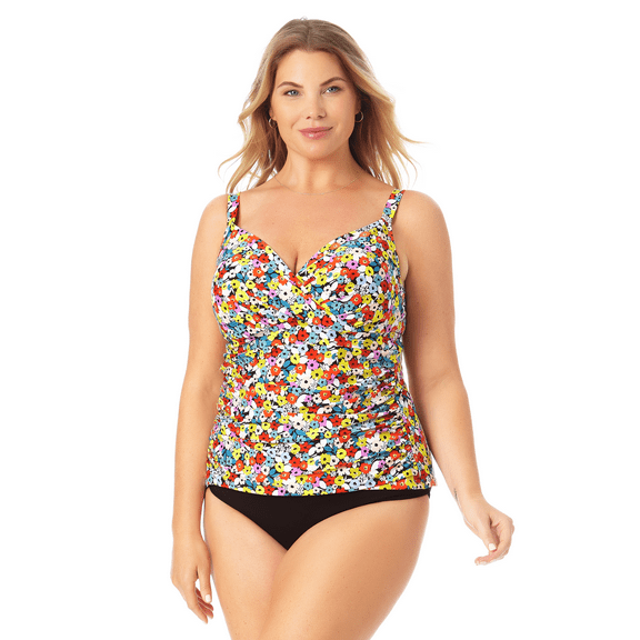 Anne Cole Plus - Twist Front Underwire Tankini Swim Top