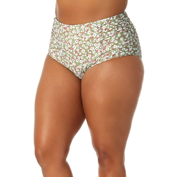 Anne Cole Plus - Women's Shirred High Waist Tummy Control Bikini Bottom