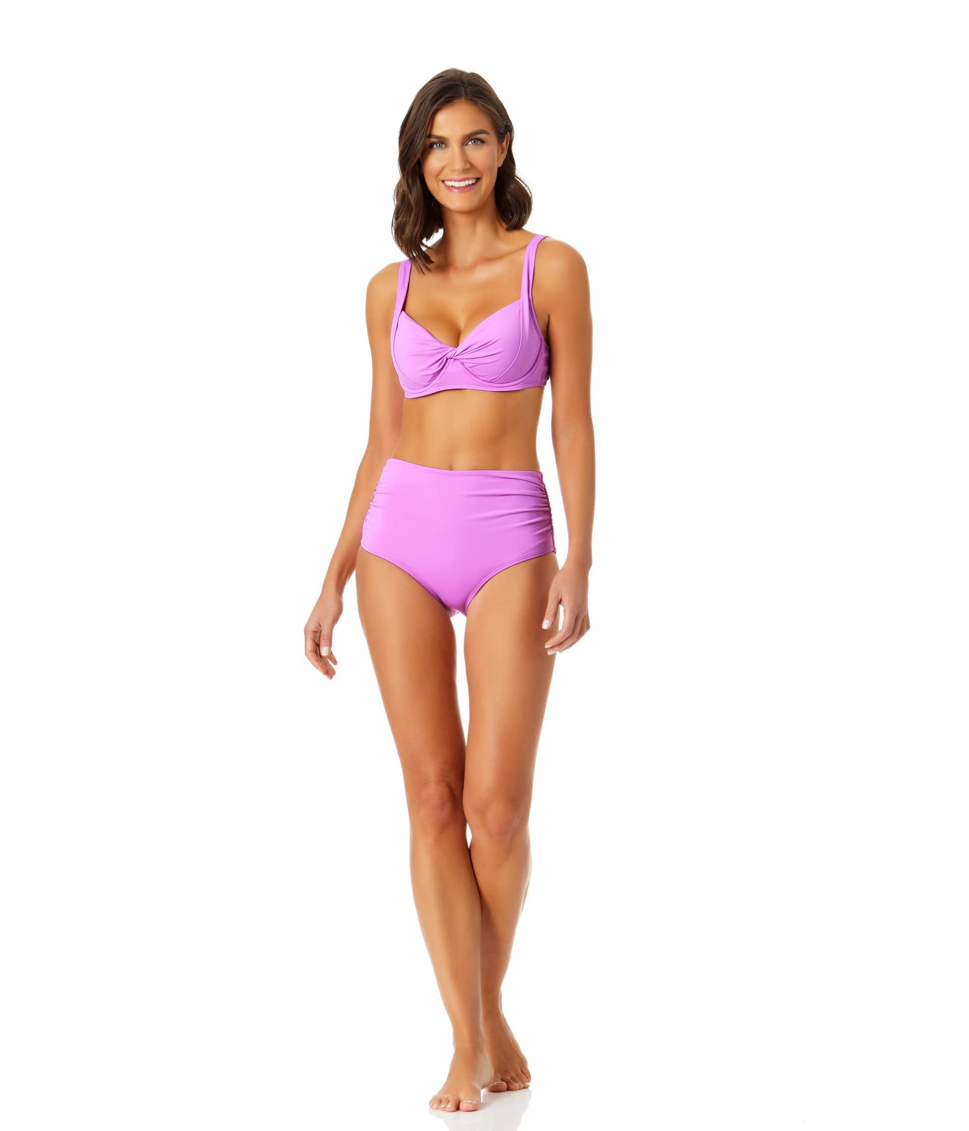 Anne Cole Retro Twist Underwire Top Lavender 36B/34C - Walmart.com