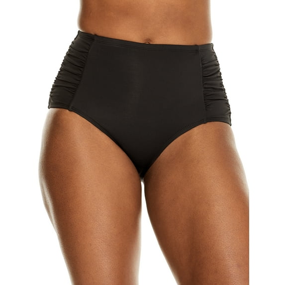 Anne Cole Side Shirring High-Waist Bottoms Black XL