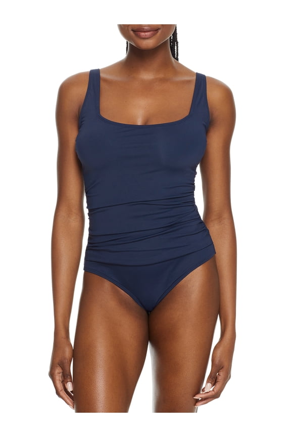 Signature Womens Live In Color Square Neck One-Piece Style-22MO08001 Swimsuit