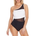 thumbnail image 1 of Anne Cole Signature Womens Meshing Around One-Shoulder One-Piece Style-22MO07101 Swimsuit, 1 of 2