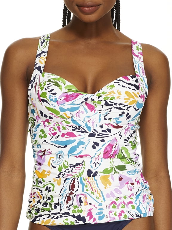 Signature Womens Petal Paisley Underwire Twist Tankini Top Style-22MT23497 Swimsuit