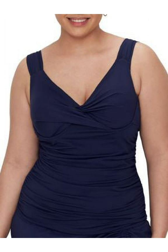 Signature Womens Plus Size Live In Color Underwire Tankini Top Style-20PT20101