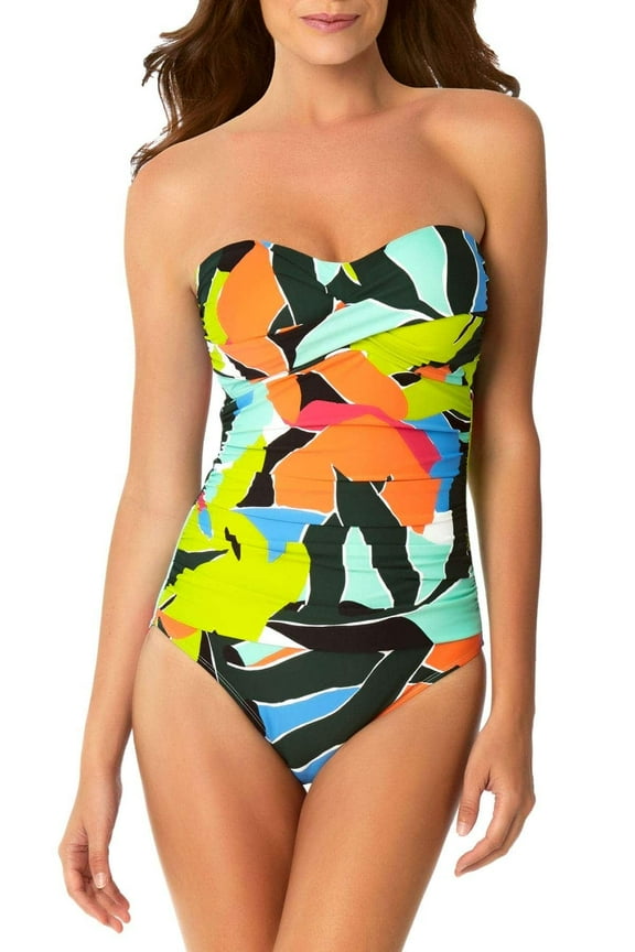 - Twist Front Shirred One Piece Swimsuit
