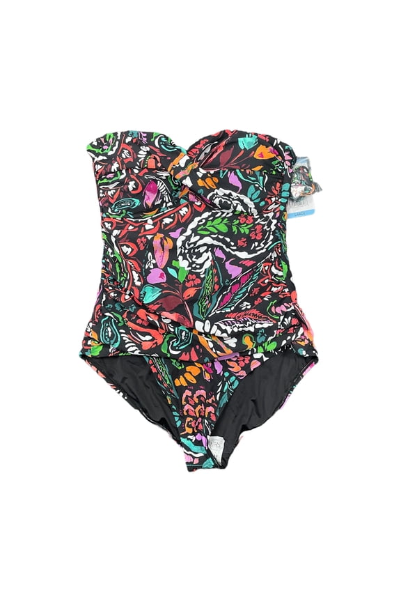 Twist Front Shirred with Removable Straps One Piece (Petaly Paisley, XS)