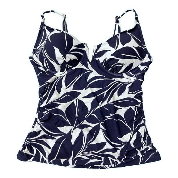 Anne Cole Women's Adjustable Strap Tankini Swim Top (Navy Print, S)