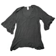 thumbnail image 1 of Anne Cole Women's Flounce Slightly Sheer V Neck Tunic Swimsuit Cover Up (Black, M/L), 1 of 2