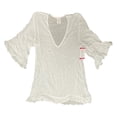 thumbnail image 1 of Anne Cole Women's Flounce Slightly Sheer V Neck Tunic Swimsuit Cover Up (White, XL/XXL), 1 of 2