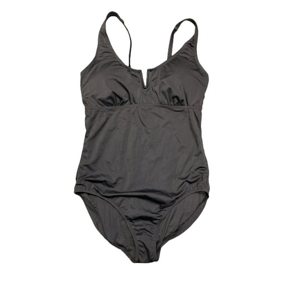 Anne Cole Women's Limited Edition Square Neck Ribbed Texture One Piece Swimsuit (Black, L)
