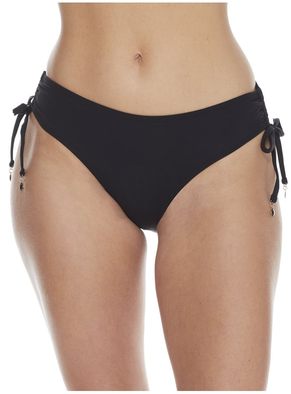 Women's Noire Side Tie Bikini Bottoms Black Size Large
