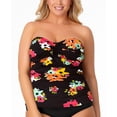 thumbnail image 1 of Anne Cole Women's Plus Liz Twist Front Tankini Top Black Multi Size 24W, 1 of 4