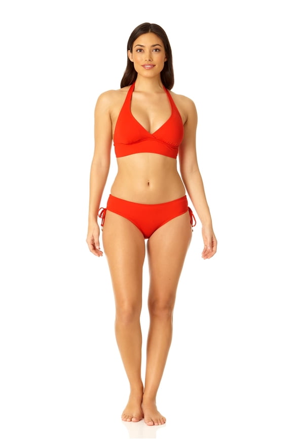 Women's Standard Halter Bikini Swim Top, Spice Red, X-Small