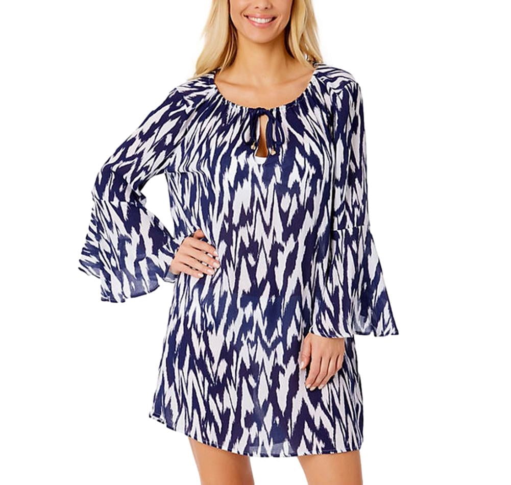 Anne Cole Women's Plus Size Printed Sarong Skirt - Crinkle Rayon Pool Cover-Up With Ring Closure
