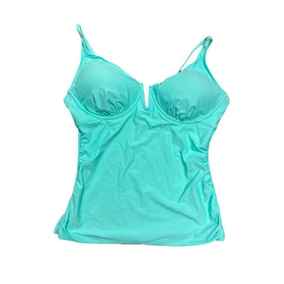 Anne Cole Women's Adjustable Strap Tankini Swim Top (Aqua, XXL)
