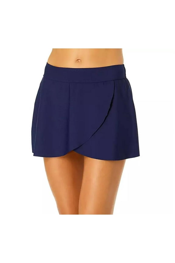 Women's Tulip Drape Mid Rise Swim Skirt in Navy Size XL