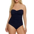 thumbnail image 1 of Anne Cole Women's Twist Front Ruched One Piece Swimsuit Blue Size 8, 1 of 2
