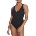 thumbnail image 1 of Anne Cole Women's V Neck Crossback One Piece Swimsuit Black Size 16, 1 of 2