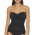 thumbnail image 1 of Anne Cole womens  Twist Front Shirred Bandeaukini, m, Black, 1 of 2